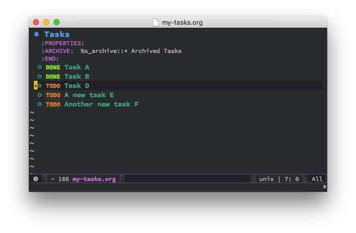 Spacemacs with example Org file